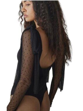 Women's XS Intimately Free People Tongue Tied Lace mesh Tie Shoulder Bodysuit
